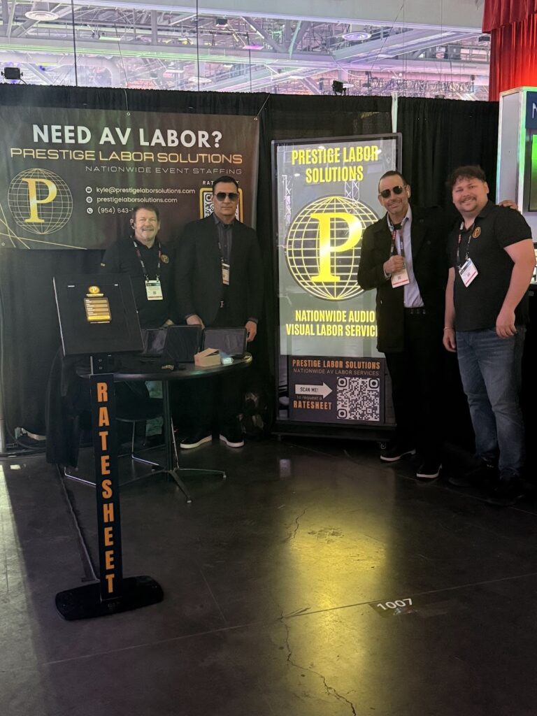 Members of the PLS nationwide AV labor source network gathered at a tradeshow to showcase event production excellence.
